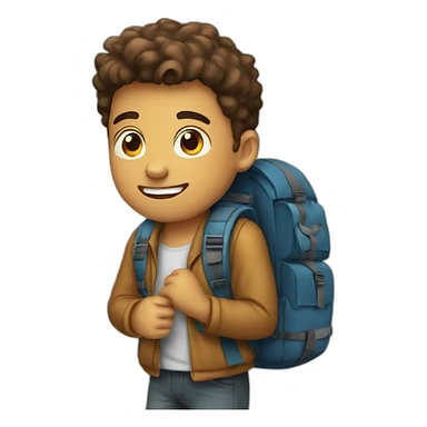 young guy with backpack sticker
