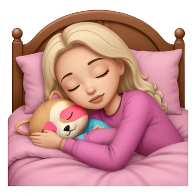 single-girl-in-brown-cozy-pink-bed-sleeping-pretty-eyelashes-light-skin sticker