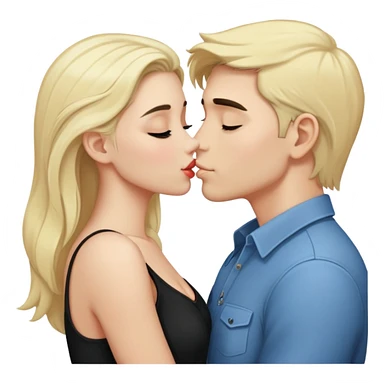 white man with blonde hair kissing girl with black hair sticker