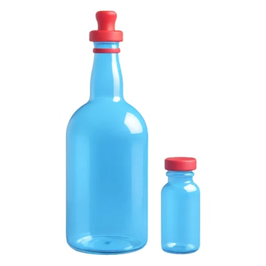 a blue motion tiled to the left, with a round glass bottle no handle, neon  sticker