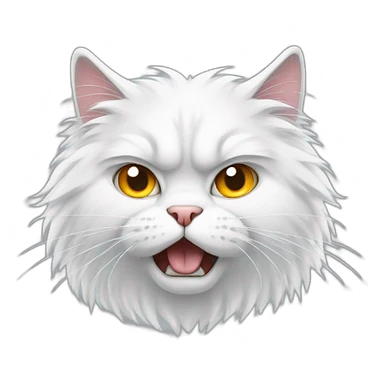 white angry fluffy cat with different eyes sticker
