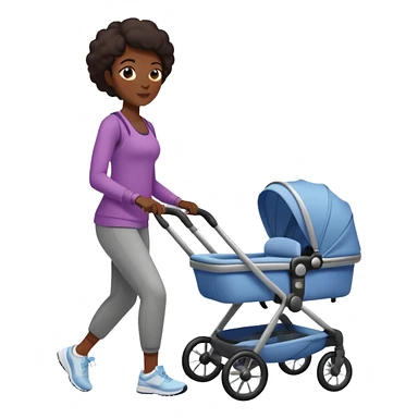 Dark skinned mom in Nike with a stroller  sticker