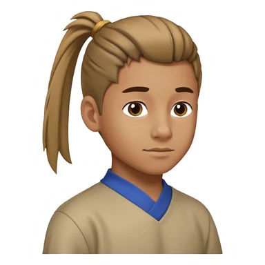 boy with ponytail, 3/4 view sticker