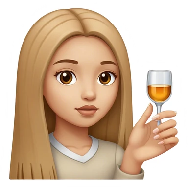 girl long light brown straight hair holding shot sticker