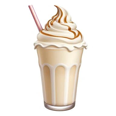 Cinematic Realistic Milkshake Drink Emoji, depicted as a thick, creamy milkshake with a swirl of whipped cream rendered with rich textures and inviting, nostalgic lighting. sticker