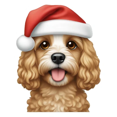 Cavapoo with a Santa hat sticker