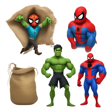 Spider-Man, Hulk, scarecrow, and Wizard of Oz witch together sticker