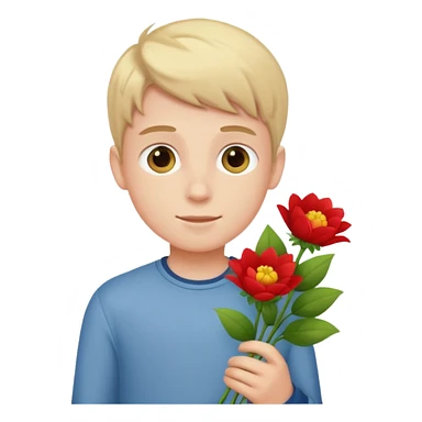 make a boy holding flowers sticker