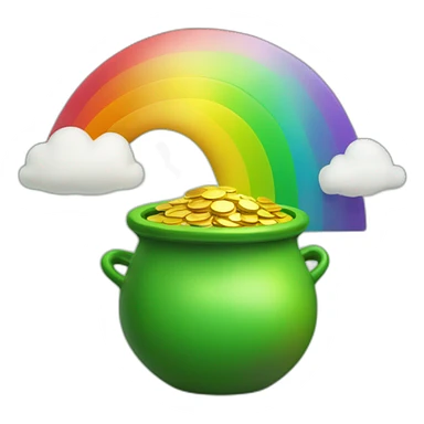 Green Pot of Gold with a Rainbow over the top sticker