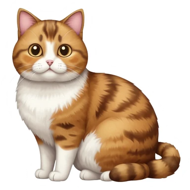 full body torbie and white cat with small head and short but chubby body sticker