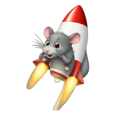 A rat tring to a rocket sticker
