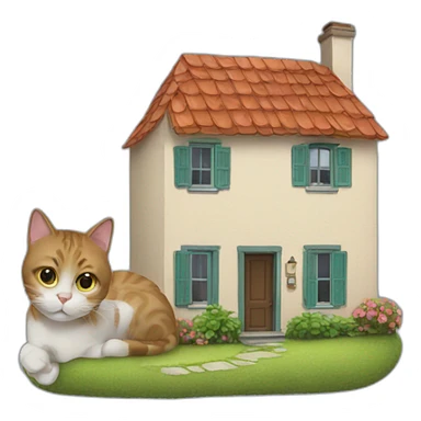 house and cat sticker