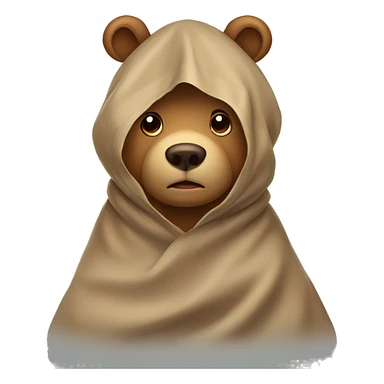 light brown bear with blanket over his head sticker
