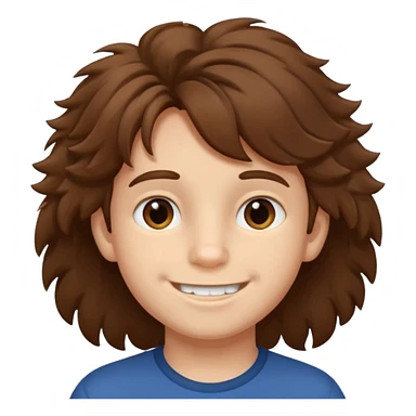 Boy with fluffy hair smiling and numbers 67 near him sticker