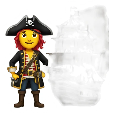 pirate and ship sticker