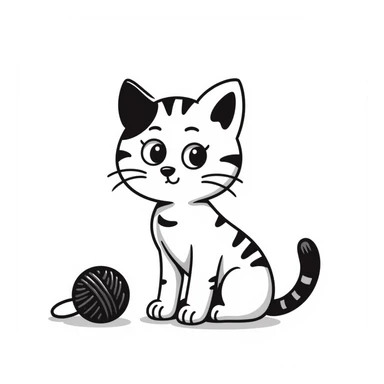 cute kitten doodle style, hand drawn sticker