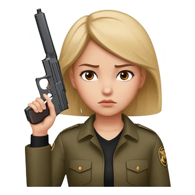 Girl holding a gun hand to head sticker