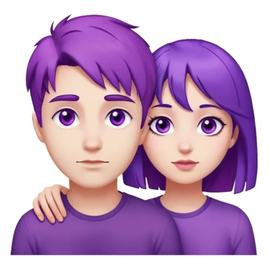 Girl wearing purple with purple hair and eyes with her boyfriend sticker