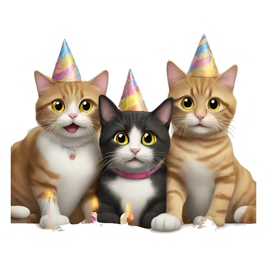 3 cats at a birthday party sticker