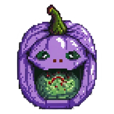 face eating an aubergine (eggplant) pixel art sticker