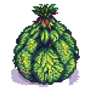 oversized furry vegetable, humorous and lighthearted, abstract, pixel art style sticker