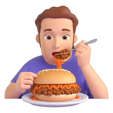 person eating sloppy joe sticker