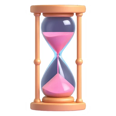 minimal 3D gothic hourglass with pink sand, simple and elegant sticker
