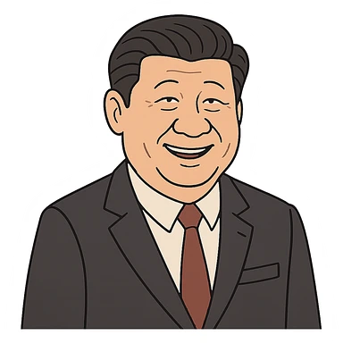 Xi Jinping, smiling, formal suit, flat toon style sticker