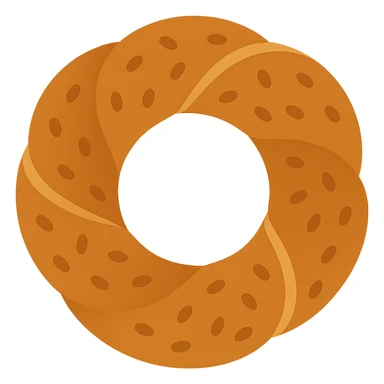minimal flat icon of simit, Turkish sesame bagel, simple shapes sticker