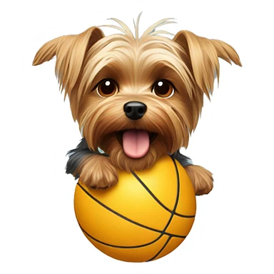 Yorkshire terrier play with the ball sticker
