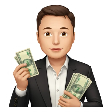elon musk holding money sticker