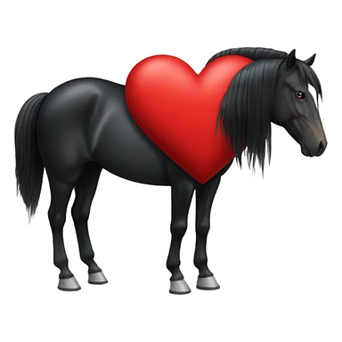 Black Horse centered within a red heart sticker