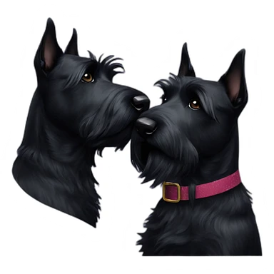 Two black Scottish terrier kissing one male one female sticker