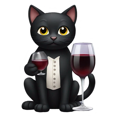 Black cat holding wine glass  sticker