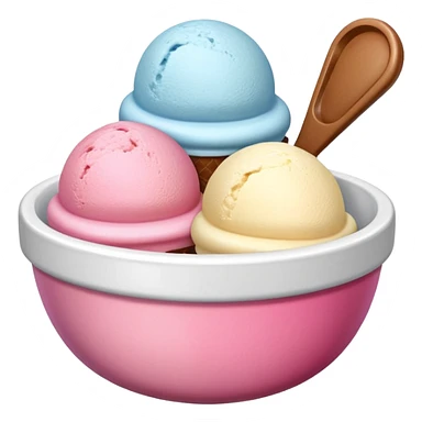 Neapolitan ice cream scoops in a bowl no spoon sticker