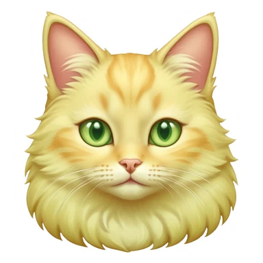 Light yellow fluffy cat with white neck with light green eyes sticker