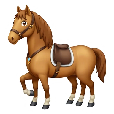 A horse with a  sticker