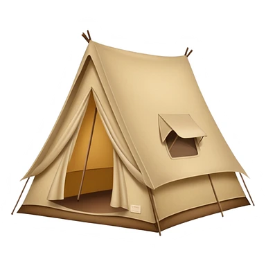 Large camping tent made of felt texture, scrapbooking style, transparent background sticker