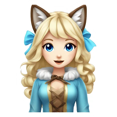 Anime chibi girl blonde with candy in the hair and fox ears blue eyes halloween princess sticker