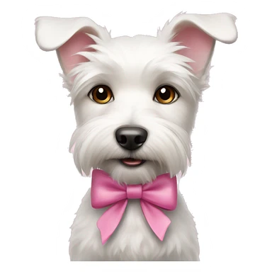Cute white terrier dog with a pink bow  sticker