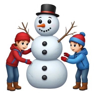 Kids building a snowman sticker