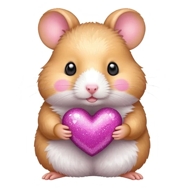 Hamster with glitter heart sticker