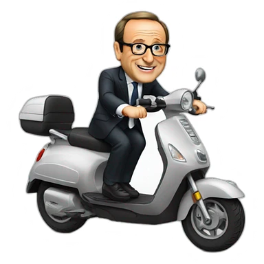 Francois Hollande sur son scooter sticker
