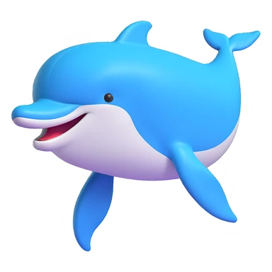 3D emoji of a dolphin appearing to be sinking or diving underwater sticker