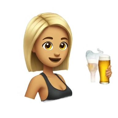 Girl in hot tub with beer sticker