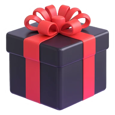 black present, shiny and rounded, 3D, iPhone emoji style sticker