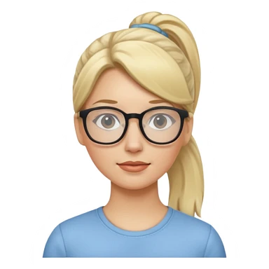 White woman with blond ponytail and glasses sticker