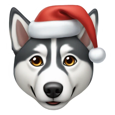 Husky with a Santa hat sticker