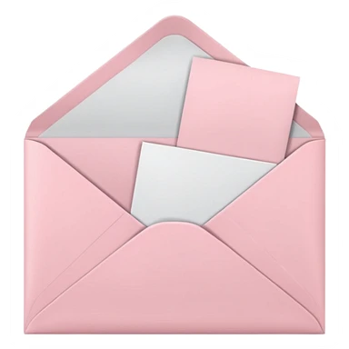 pastel pink envelope, open with paper inside sticker