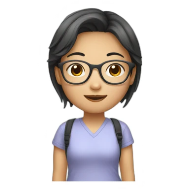 Asian girl with glasses sticker